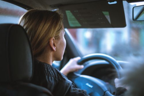 woman driving car